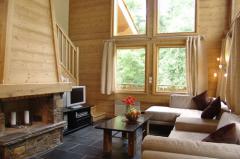 Chalet La Lune - Le séjour et la cheminée