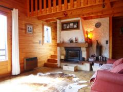 Chalet Lanchettes - (fr)Living room, fireplace and mezzanine