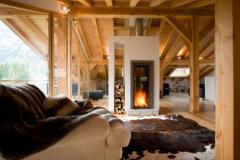 Chalet Maya - La pièce à vivre avec cheminée